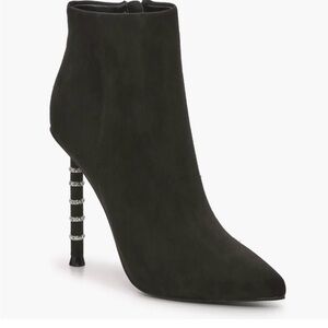 J Lo Elegant Black Ankle Boots  with rhinestone embellished heel size 8.5